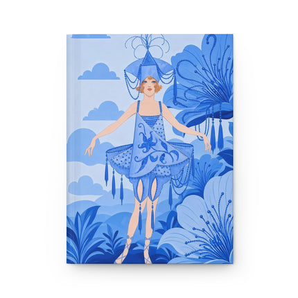 💙🌸 The Lady Of The Sapphire Blossom Garden Hardcover Journal – Art Deco Blue Floral Fantasy
