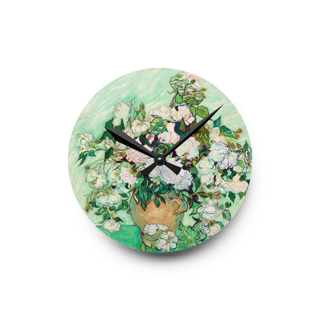 Roses by Vincent Van Gogh Acrylic Wall Clock, Round and Square