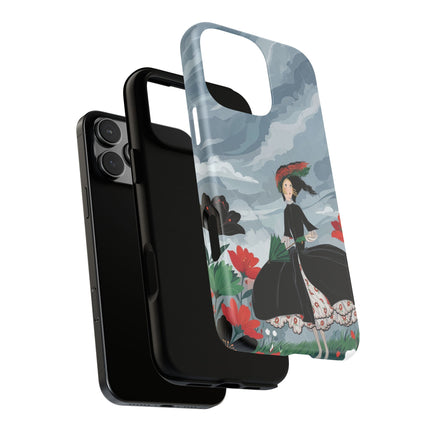 🌧️🌺 The Stormy Flower Walk Phone Case – Art Deco Floral Fashion