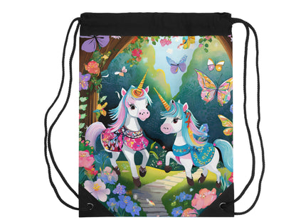 Baby Unicorns and Fluttering Butterflies Drawstring Bag