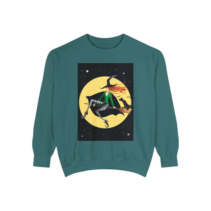 A Witch’s Moonlit Flight Unisex Garment-Dyed Sweatshirt