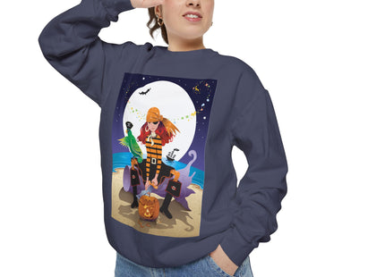 Moonlit Pirate Halloween Unisex Garment-Dyed Sweatshirt