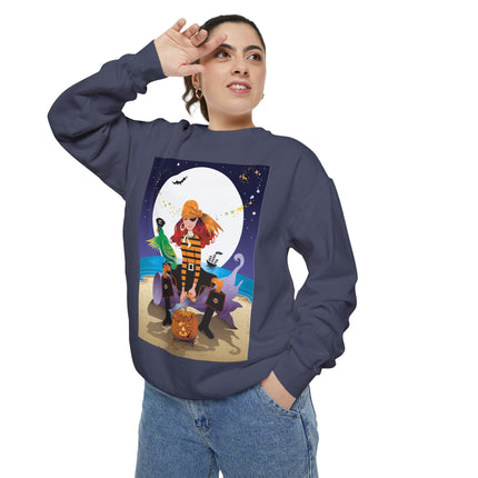 Moonlit Pirate Halloween Unisex Garment-Dyed Sweatshirt