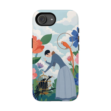 🦜🌺 The Lady Of The Garden Aviary Phone Case – Art Deco Floral Whimsy