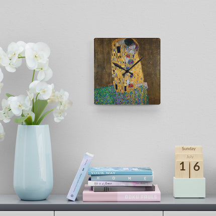 The Kiss by Gustav Klimt Acrylic Wall Clock, Round and Square