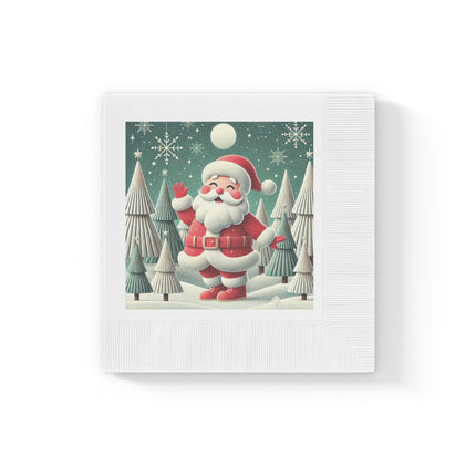 Santa's Joyful Night White Coined Napkins