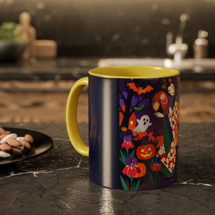 🌙🎃 The Moonlit Garden Masquerade Colorful Mug – Floral Halloween Charm