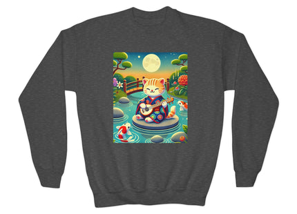 Melodic Kitten by the Koi Pond Youth Crewneck Sweatshirt