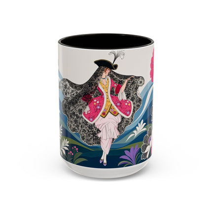 🌸🎀 The Pink Lace Garden Promenade Colorful Mug – Art Deco Fashion Elegance