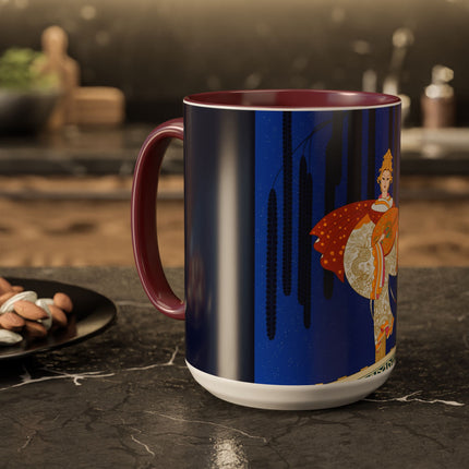 Celestial Melody Colorful Mug (11oz, 15oz) – Musical Grace, Starlit Beauty & Art Deco Elegance