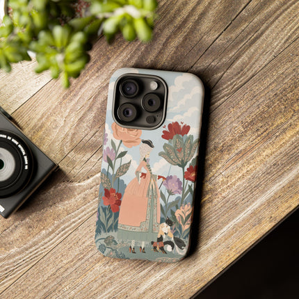 🌹🐈 The Lady And Puss In Boots Phone Case – Art Deco Floral Whimsy