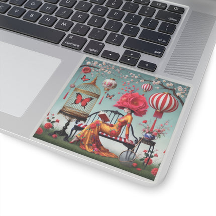 Reading In A Painted Garden Kiss-Cut Stickers (4 Sizes)