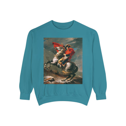 Napoleon Crossing the Alps by Jacques-Louis David Unisex Garment-Dyed Sweatshirt