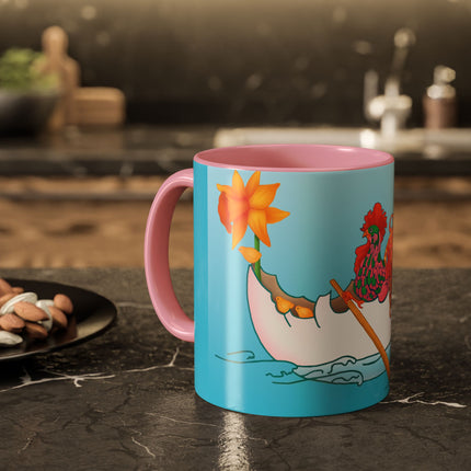 A Rooster's Seafaring Adventure Colorful Mugs, 11oz