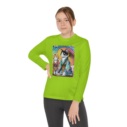 Kimono Kitties Youth Long Sleeve Competitor Tee – Anime Charm & Whimsical Elegance