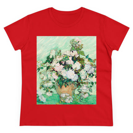 Roses by Vincent Van Gogh Women's Midweight Cotton Tee