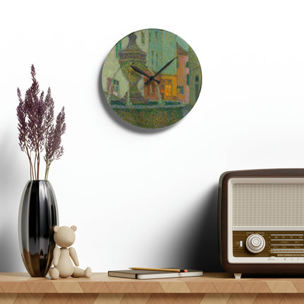 La Fontaine, Saint-Paul De Vence by Henri Le Sidaner Acrylic Wall Clock, Round & Square