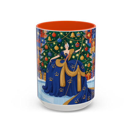 👑🎄 The Christmas Queen Of Golden Bells Colorful Mug – Art Deco Holiday Elegance