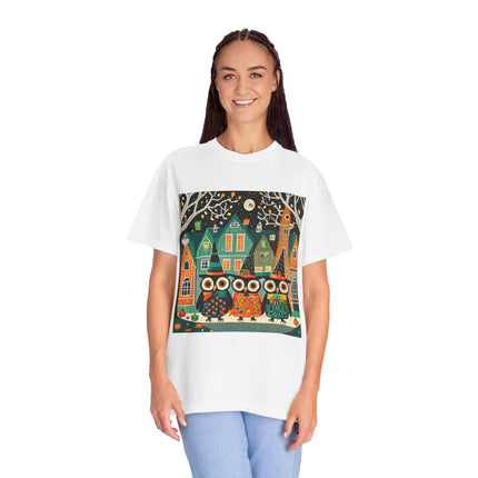 Night of the Trick-or-Treating Owlets Unisex Garment-Dyed T-shirt