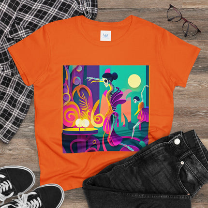 Dance of the Skeleton Ballerinas Women's Midweight Cotton Tee