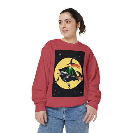 A Witch’s Moonlit Flight Unisex Garment-Dyed Sweatshirt