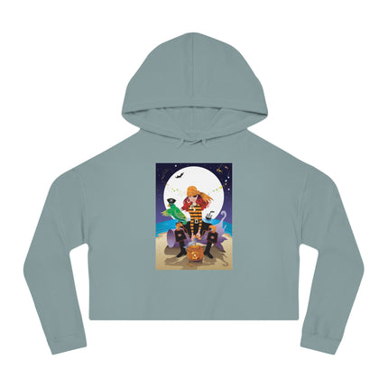 Moonlit Pirate Halloween Women’s Cropped Hooded Sweatshirt