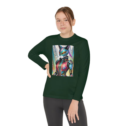 Cyberpunk Chic Youth Long Sleeve Competitor Tee – Holographic Style & Futuristic Adventure