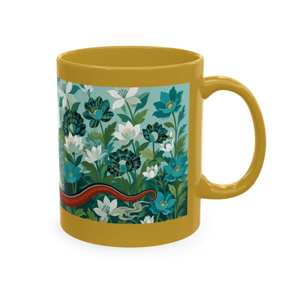 🐉🌿 The Lady & The Garden Dragon Ceramic Mug – Art Deco Botanical Whimsy