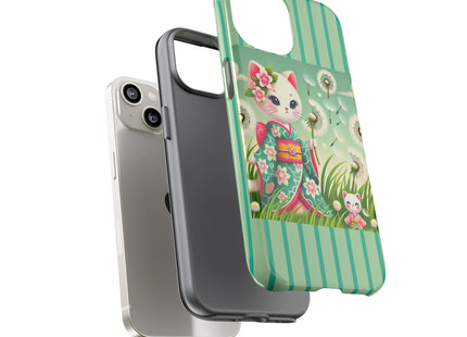 Geisha Kitten and the Dandelion Phone Cases