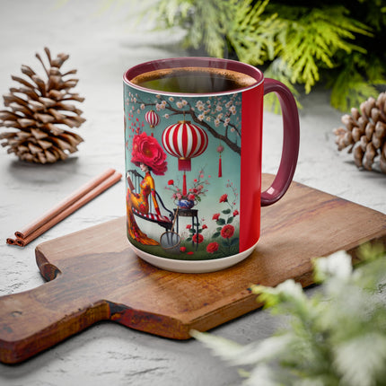 Reading in a Painted Garden Colorful Mugs (11oz, 15oz)