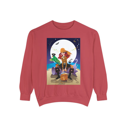 Moonlit Pirate Halloween Unisex Garment-Dyed Sweatshirt