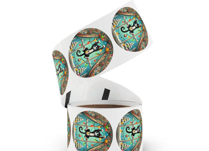 Mischief in Tinselland Round Sticker Label Rolls