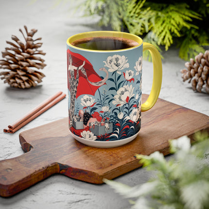 ❤️🌺 The Scarlet Parasol Spectacle Colorful Mug – Art Deco Fashion Elegance