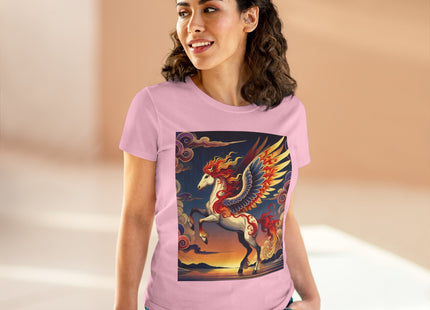 Flame-Winged Horse at Sunset Women's Midweight Cotton Tee