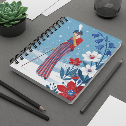 ❄️🌺 The Lady Of The Snowflower Garden Spiral Notebook – Art Deco Winter Elegance