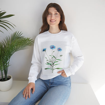 Blue Strawflower by Anselmus Boëtius de Boodt Heavy Blend™ Crewneck Sweatshirt