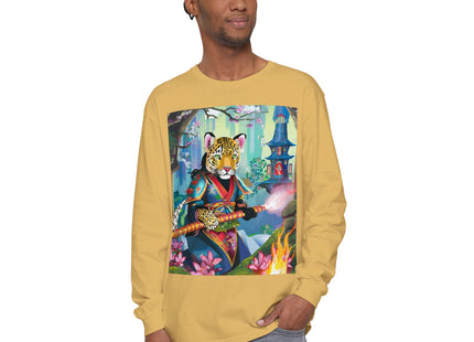 Cyberpunk Leopard Garment-dyed Long Sleeve T-Shirt