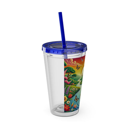 Sailor Kitten’s River Adventure Sunsplash Tumbler with Straw, 16oz