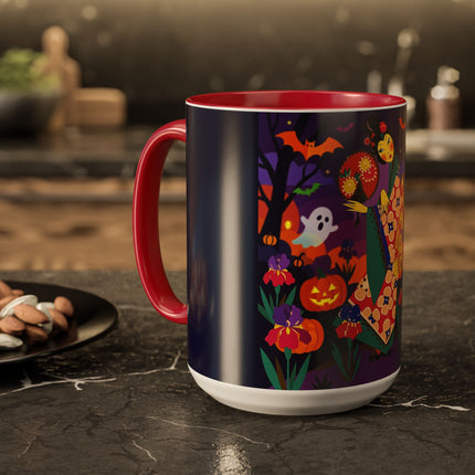 🌙🎃 The Moonlit Garden Masquerade Colorful Mug – Floral Halloween Charm