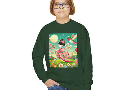 Geisha Fairy and the Hummingbird Blossom Youth Crewneck Sweatshirt