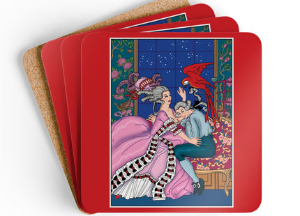 The Jealous Parrot by George Barbier Corkwood Coaster Set
