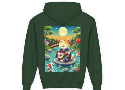 Melodic Kitten by the Koi Pond Youth Heavy Blend Hooded Sweatshirt