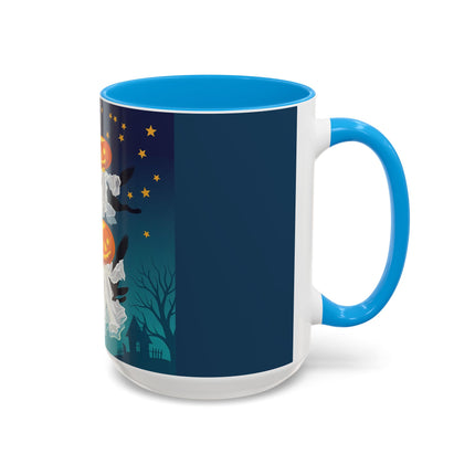 🐈‍⬛🎃 The Flying Black Cats Of Halloween Colorful Mug – Whimsical Storybook Charm