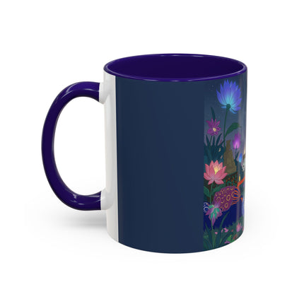 Moonlit Incense Ceremony Colorful Mugs – Art Deco Meditation Garden