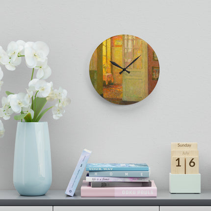 Interior, Window Light by Henri Le Sidaner Acrylic Wall Clock, Round & Square
