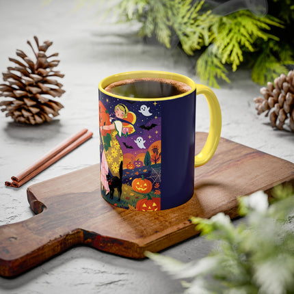 🎃🐈‍⬛ The Pumpkin Moon Embrace Colorful Mug – Whimsical Halloween Charm