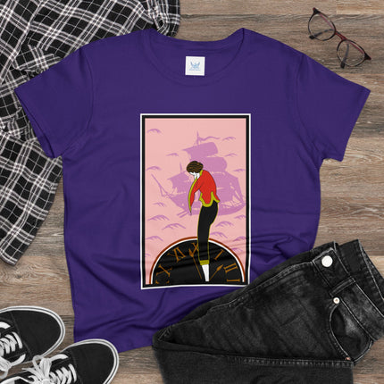 Woman Waiting for her Beloved at 1:59 by Kobayashi Kaichi Women's Midweight Cotton Tee