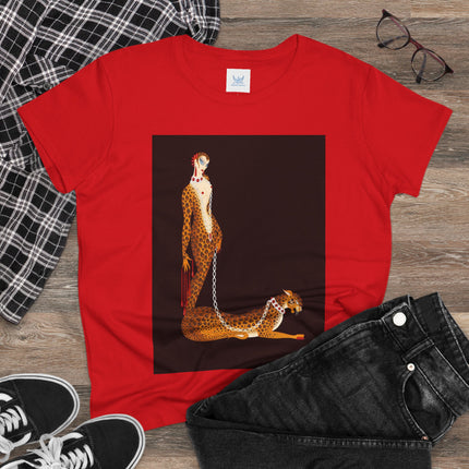 Leopard Queen Women's Midweight Cotton Tee – Exotic Glamour & Timeless Elegance