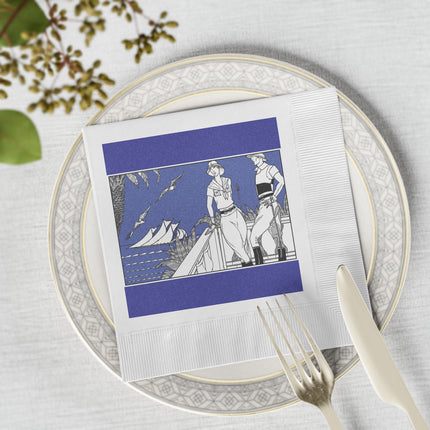 Coastal Elegance White Coined Napkins