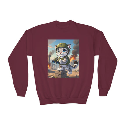 Snow Leopard Lookout Youth Crewneck Sweatshirt – Courage, Curiosity & High-Altitude Adventure